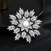 Copper Micro-Inlaid Zircon Natural Freshwater Pearl Snowflake Brooch Brooch Anti-Light Buckle