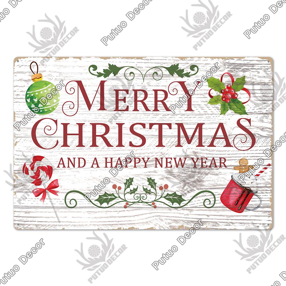 Decor Christmas Vintage Tin Sign Plaque Metal Retro Plate Poster for Club Living Room Kitchen Home Wall Art Decoration