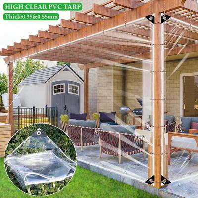 0,35/0,55 мм Сверхпрочный ПВХ Виниловый Брезент Уличная Пергола Прозрачный Брезент Штора Прозрачная Водонепроницаемая Ткань Прозрачный Брезент