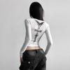 2KWEIRD Vintage Flared Long Sleeve Corset Crop Tops Women Aesthetic Grunge Printted Tees Gothic Round Neck T-shirts Y2K Tops Tees Street