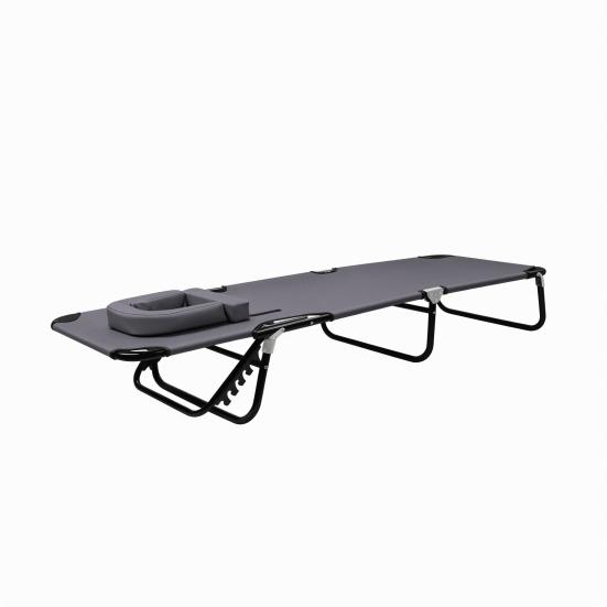 Foldable Camping Cot for Adults, Reclining Lounge Chair with Face Hole, 4 Height Adjustable, Removable Pillow