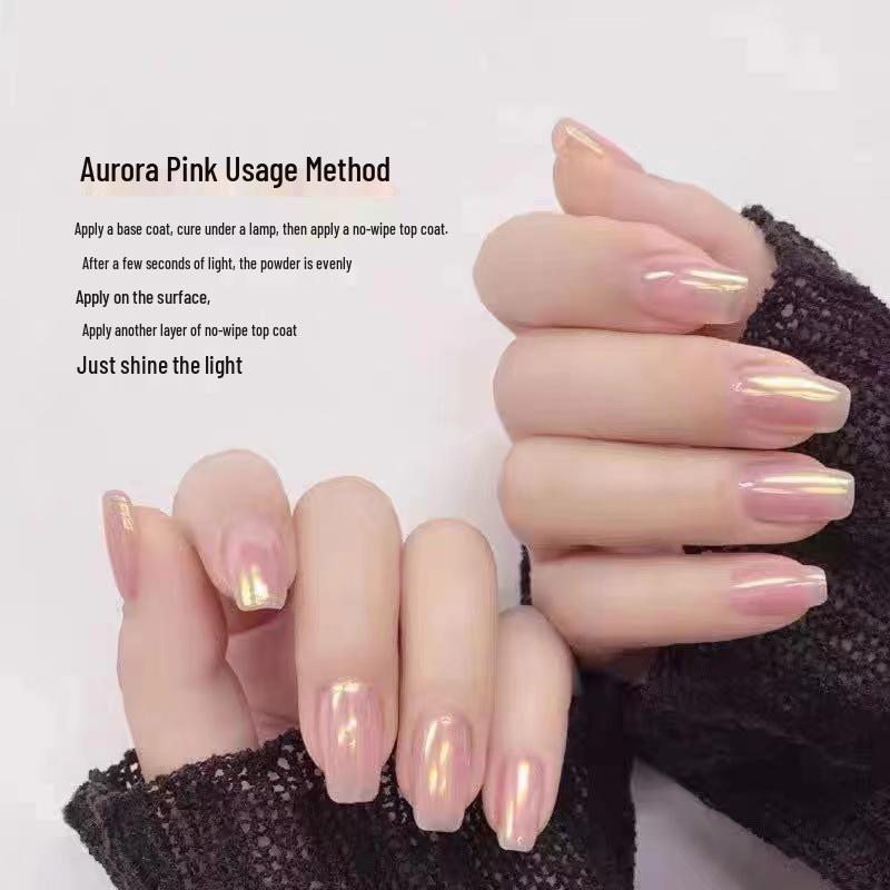 Набор украшений для ногтей в виде сердца с иридисцентным эффектом Aurora Pink (6 цветов)