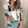 2021 Autumn Women's Retro Casual Digital Print Zipper Jacket