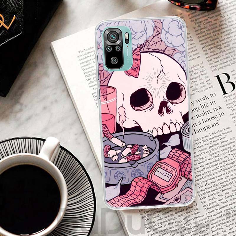 Розовый кошачий череп волшебница ведьма чехол для Xiaomi Redmi 10 10C 9 9C 9T 9A чехол для телефона 10A 8A 8 7A 7 6A 6 Pro K20 K40 10X S2 K30 Pri