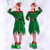 Adult Men's and Women's Christmas Elf Costume Dress Green Elf Costume Christmas Performance Costume