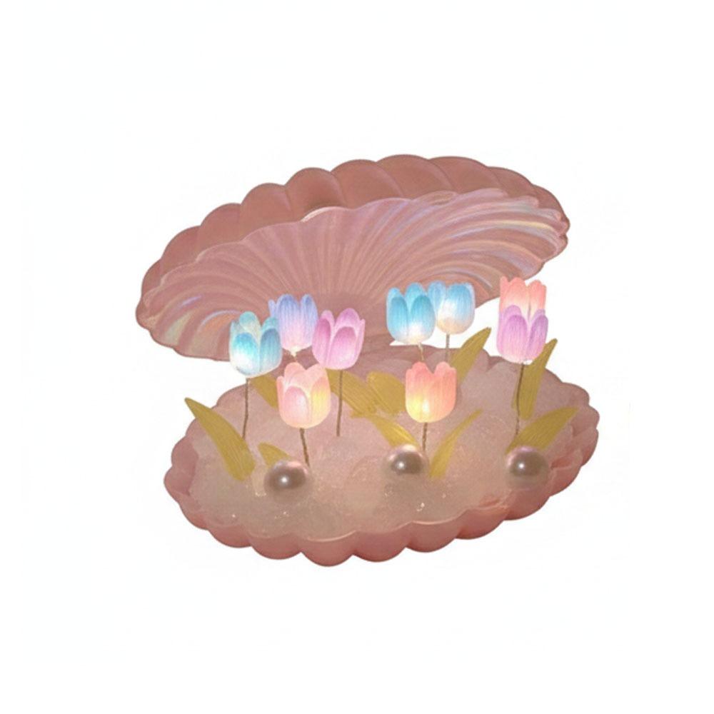 Acrylic Flowers DIY Tulip Night Light Handmade Decorative Atmosphere Light Tulips Flower Table Lamp Bedroom Atmosphere Light