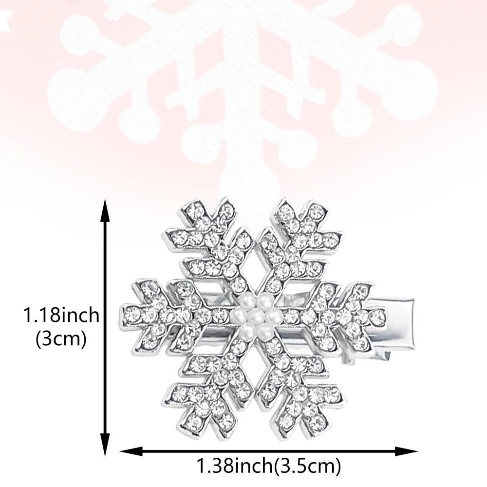 10 Pcs Christmas Snowflake Hair Clips for Women Girls Small Silver Pearl Metal Alligator Clips