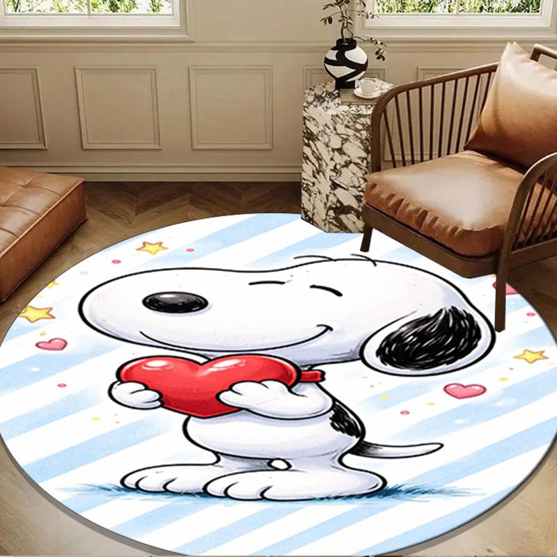 Cute Dog Heartfelt Night Round Rug for Livingroom,Bedroom, Palyroom, Chair Rug, Area rug, Circle Carpet, Large Size Fan Christmas gift