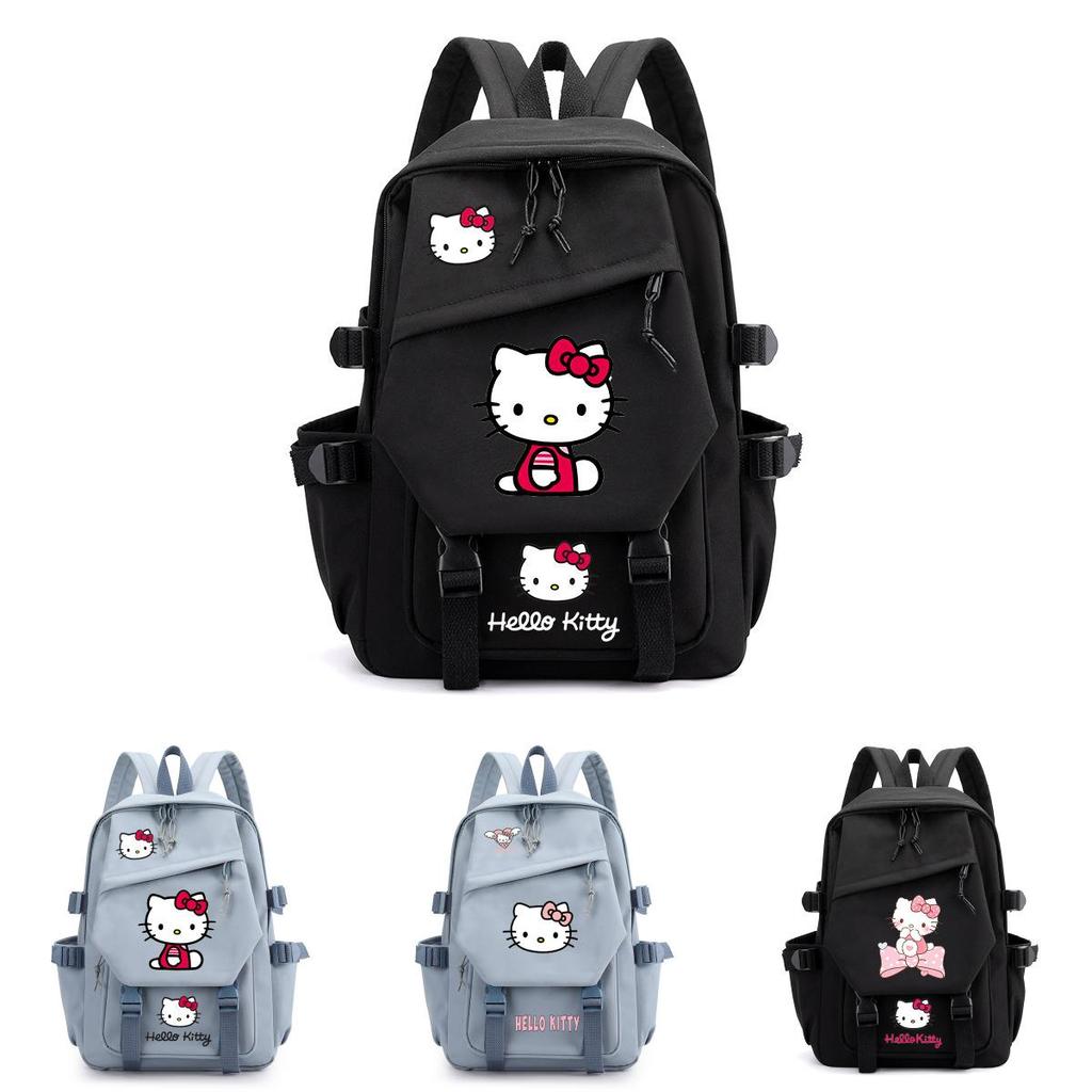 Hello Kitty Kids Backpack With Airflow Straps Nylon Cartoon Pattern For Daily Use