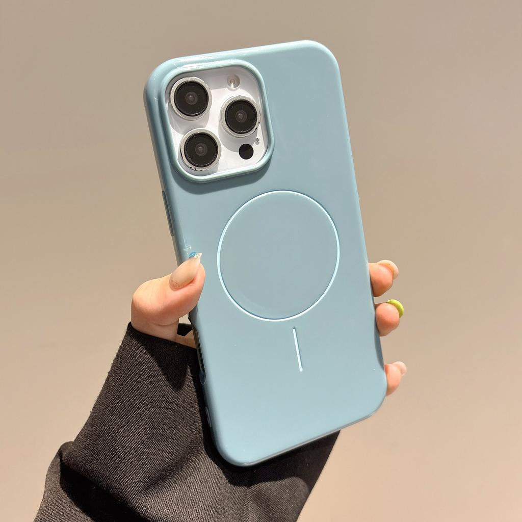 For IPhone16 Mobile Phone Case Imitation Original Fine Circle Magnetic Suction for Apple 15promax All-inclusive Solid Color Protective Case