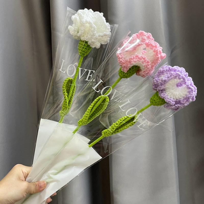Гвоздика Крючком Цветок Ручной Работы Вязаный Букет Искусственные Цветы Вязаный Цветок Роза День Учителя День Матери Подарок на День Рождения
