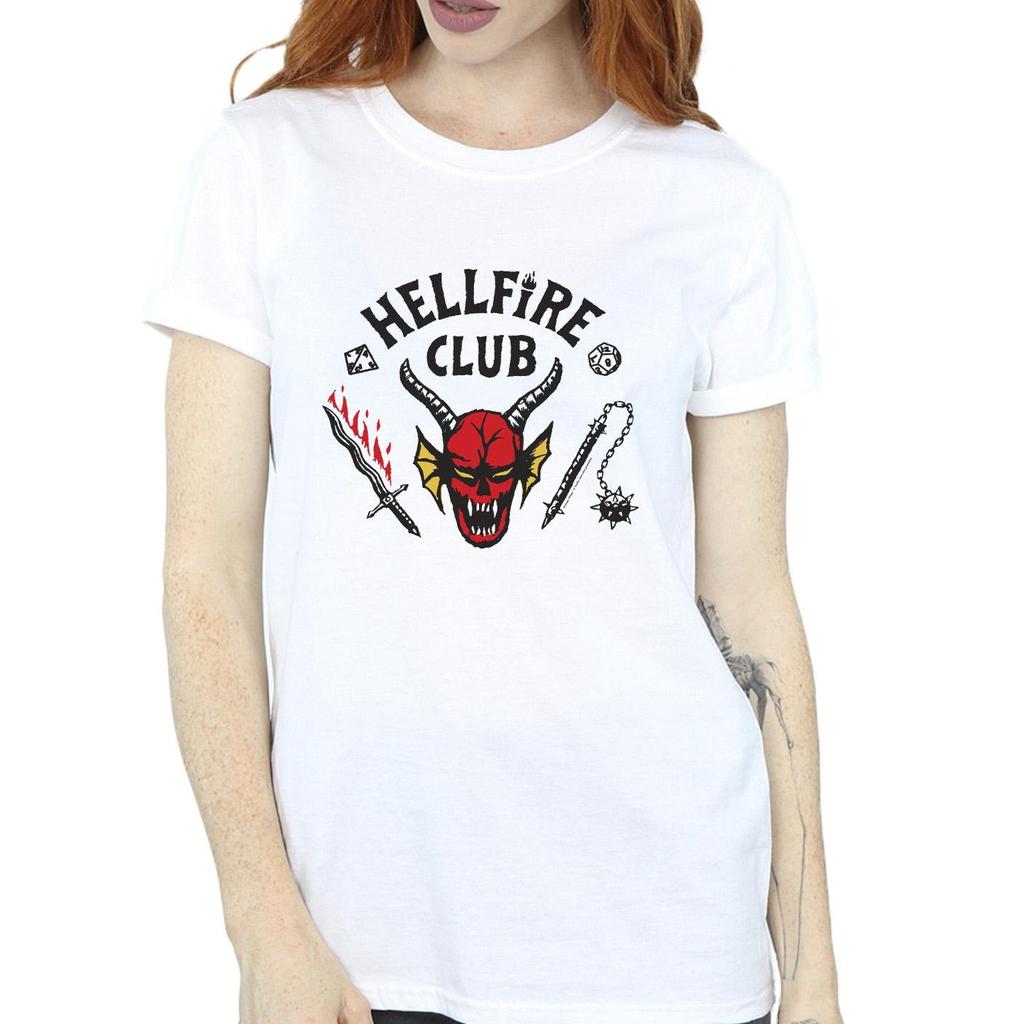 Женская/Дамская хлопковая футболка бойфренда Netflix Stranger Things Hellfire Club