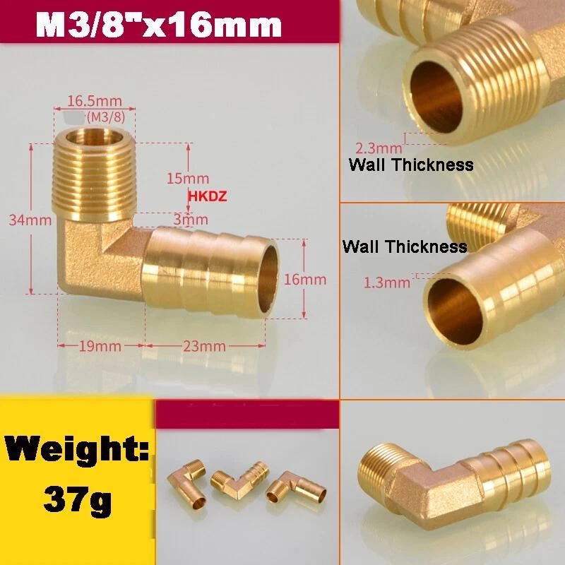 Brass 1/8" 3/8" 1/4" 3/4" BSP 90 Degree Male Elbow Barbed Hose Tail Pipe Air Gas Fitting Pagoda Connector 6/8/10/12/14/19mm