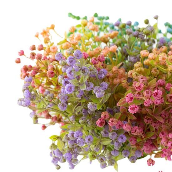 1 ветка, искусственный цветок, не засохший, декоративный, красочный, практичный, 5 вилок, 150 голов, имитация букета гипсофилы, реквизит для сцены