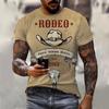 Vintage Cowboy T Shirts for Mens Clothing Short-sleeved Tops Retro Summer Costume Loose Casual Streetwear Male Shirts Tees