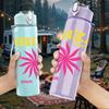 1PC Ibiza Spain Flower Logo 750ml Color Plastic Sports Water Bottle Leakproof Flip Straw Lid Suitable for Sports Office Home Use