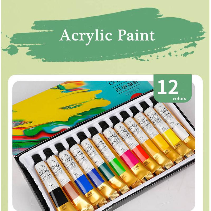Acrylic Paints 12/18/24 Colors Professional Brush Set 12ml Tubes Artist Drawing Painting Pigment Hand Painted Wall Paint DIY
