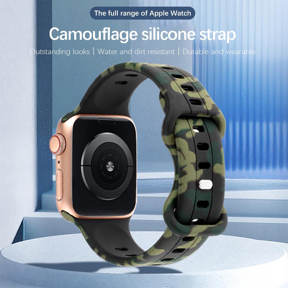 Для ремешка Apple Watch Ultra 8 SE 7 6 5 Силиконовый ремешок iWatch 49мм 40мм 45мм 41мм 42мм Камуфляжный узор Наручный ремешок Браслет