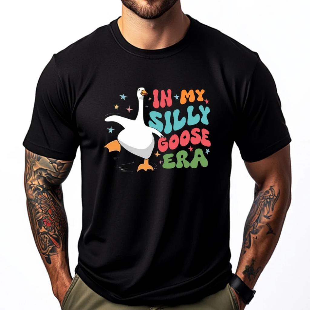 Retro In My Silly Goose Era Silly Goose Black T Shirt Men's Cotton T-Shirt T-shirt