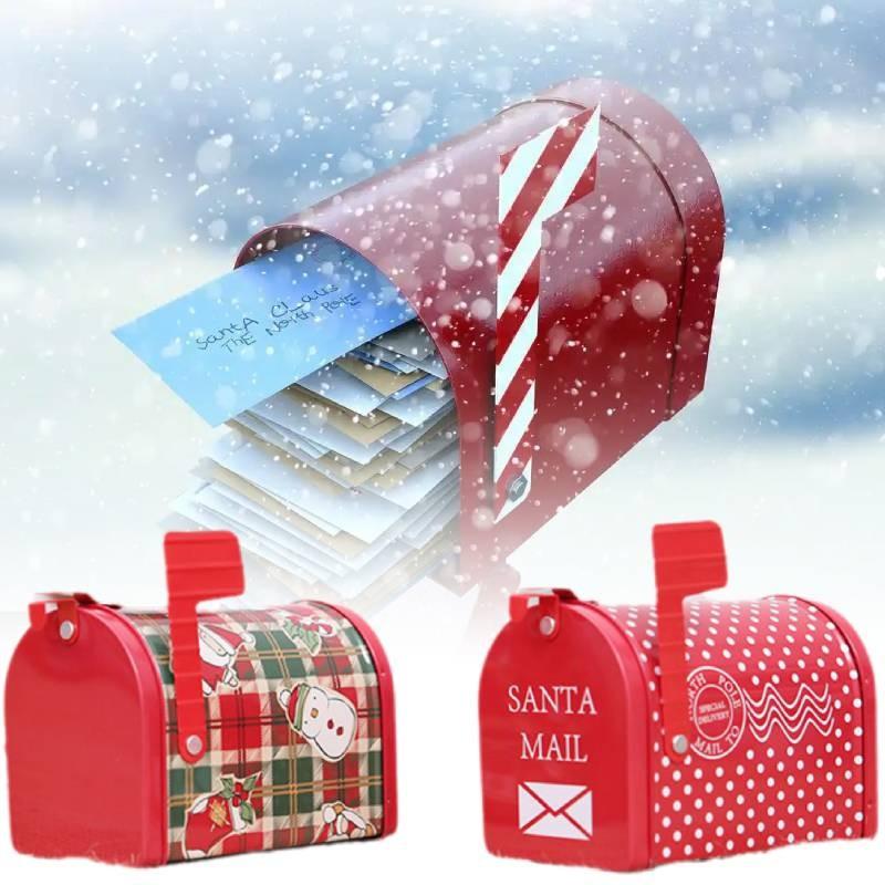 Праздничный Рождественский Железный Почтовый Ящик Подарочная Коробка Очаровательная Жестяная Банка с Мультяшным Клетчатым Стилем для Детей
