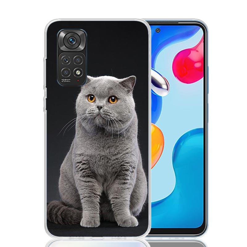 Чехол для телефона Британская короткошерстная кошка Для Xiaomi Redmi Note 15 14 13 12S 12 Pro Plus 11S 11E 11 11T 10S 10 Арт Мягкий чехол с рисунком Красный