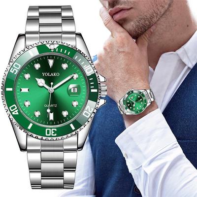 SICONE Watch Мужские кварцевые часы с зеленым водным призраком и стальным ремнем с календарем