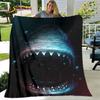3D Cartoon Sharks Flannel Soft Blanket Throw Blanket for Living Room Bedroom Bed Sofa Picnic Cover
