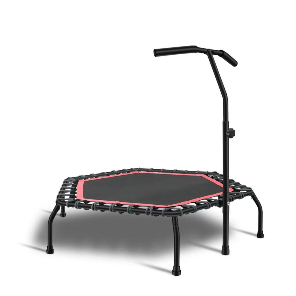 44-Inch Hexagonal Fitness Trampoline with Handle for Adults & Kids