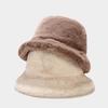 Women Girls Tie Dye Rainbow Fuzzy Faux Fur Warm Bucket Hat Winter Fisherman Cap