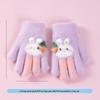 Kids' Winter Cartoon Plush Five-Finger Gloves - Warm, Anti-Freeze, for Boys & Girls, Medium To Large