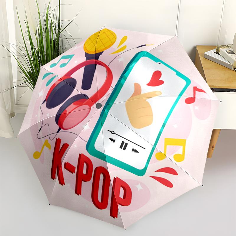 Модный K-pop складной зонт с автоматическим открытием/закрытием. Портативный и складной, идеально подходит для подарка, путешествий и повседневного использования.
