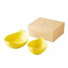 Mino Ware Miyama Gift Two and Yellow Matte Perfect for Weddings and Made In Product Set, Bowls, 13.5cm 17cm, "Cotori" Design, Finish, Housewarmings.