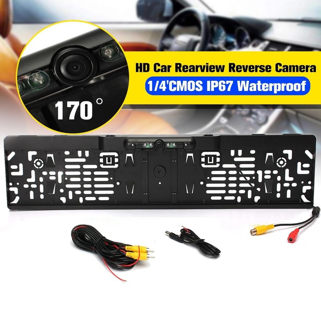 HD Car Rear View Camera Backup Reverse Universal European License Plate Frame Waterproof Night Vision with 2.4G Video Transmitter Receiver