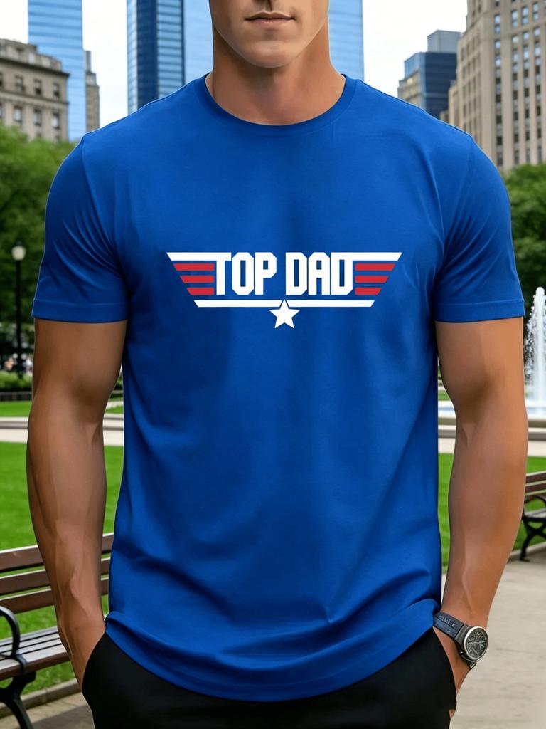 2026 Casual Unisexs Tshirts Clothing Top Dad Print Short Sleeve Tshirts Plus Size Loose Round Neck Short Sleeve Daily Unisexswear