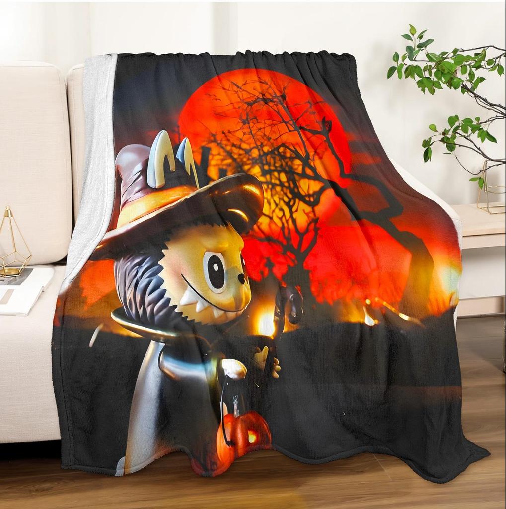 1PC Pop Cartoon Actor Elf Pattern Soft Throw Thin Blanket Gift for Couch Bed Car Home Camping For Halloween Theme All Season Use