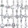 New 925 Silver Airplane Bike Coconut Tree 30 40th Anniversary Dangle Charm Beads Fit Original  Bracelet Women DIY Jewelry