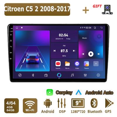 Android Carplay автомобильное радио для Citroen C5 2 2008-2017 мультимедийный проигрыватель головное устройство стерео GPS навигация BT WIFI 4+64 ГБ
