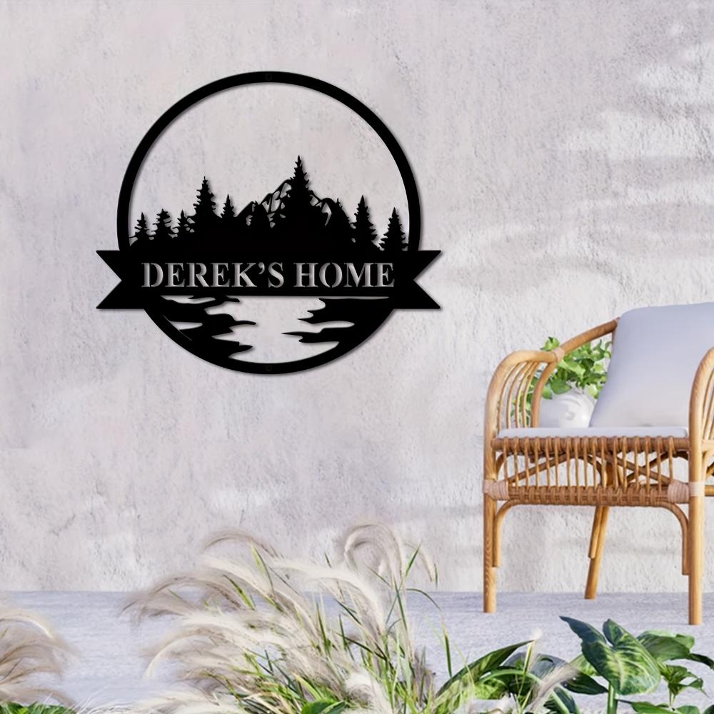 1 шт. Индивидуальное металлическое настенное искусство Derek Home, деревенский силуэт горы, дерева, домика, лоджа, балкона, подарок на День благодарения, для улицы