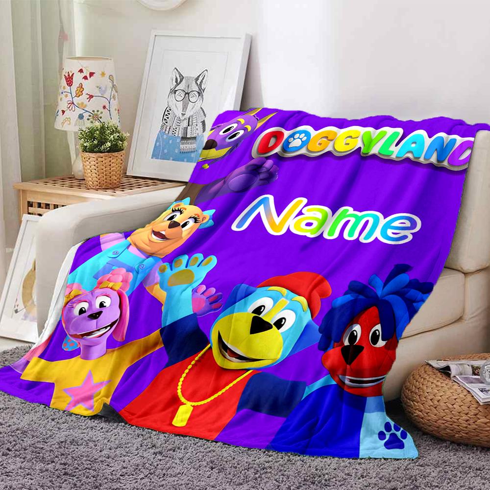 Custom Name Doggyland Theme Printed Blanket - Perfect for Couch, Bed, Travel & Outdoor Use | Machine Washable, Cozy & Durable.