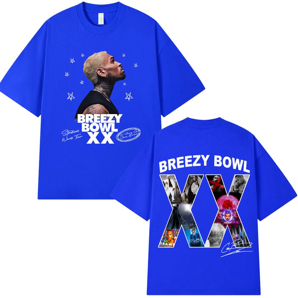 Chris Brown Breezy Bowl XX 2025 Concert Tour Tshirt Unisex Women Fashion Hip Hop T Shirt Unisex Oversized Cotton Casual Tshirts Tops