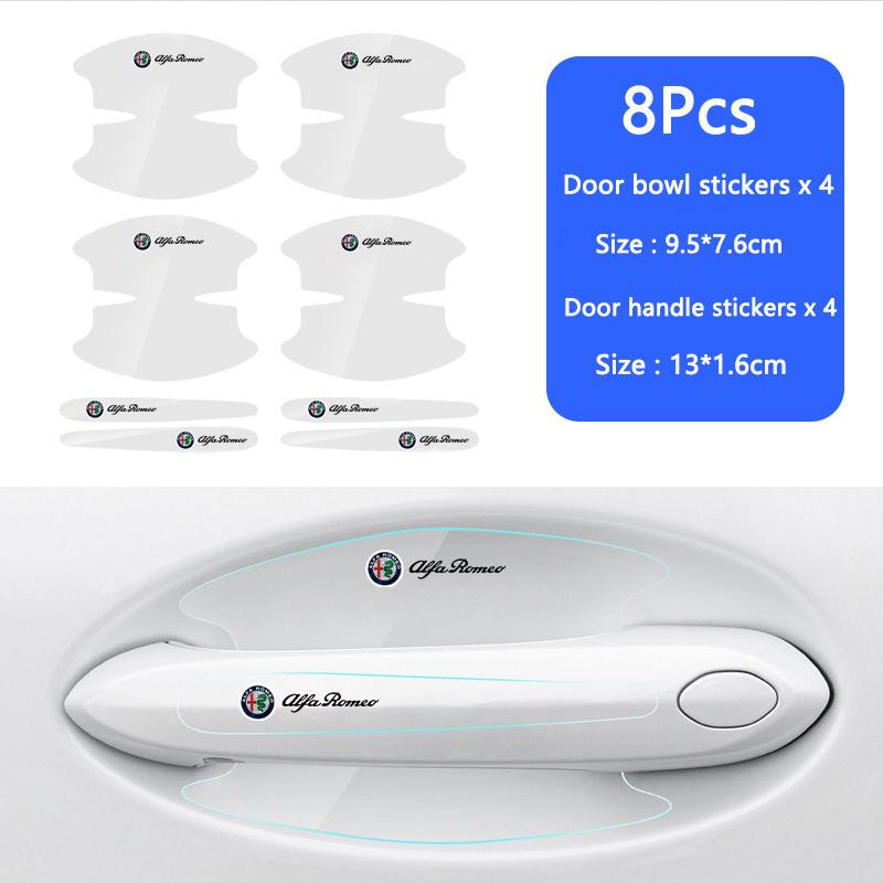 JKQDU1 Car Door Handle Bowl Transparent Sticker Anti-collision Protection Strips For Alfa Romeo 159 GT 147 Giulietta Tonale Giulia 156