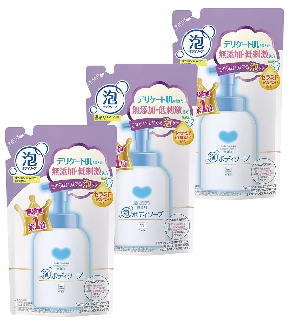 Cow Brand Foam Body Soap Refill 500ml X 3 Pieces 500ml Additive-free (x 3)