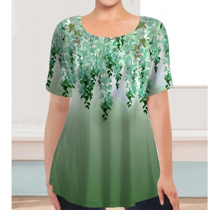 Women T-Shirt Oversized Clothing 3d Print T Shirt O-Neck Pullover Short-Sleeved Tops Loose Large Outline Apparel Ladies Tees