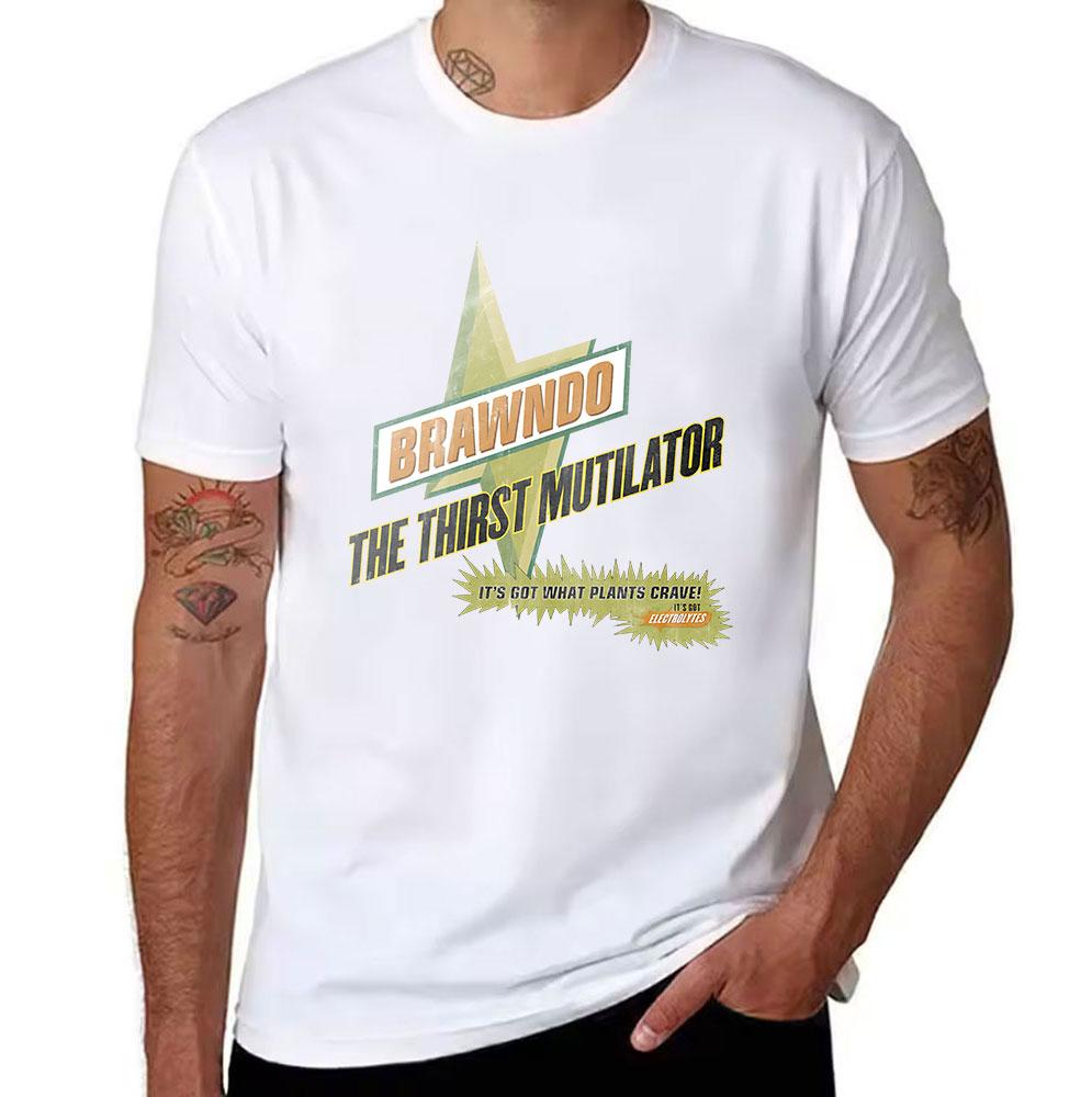 Unisexs Cotton Tshirt Brawndo The Thirst Mutilator Graphic Print Tee Its Got What Plants Crave Electrolytes Themed Shirt