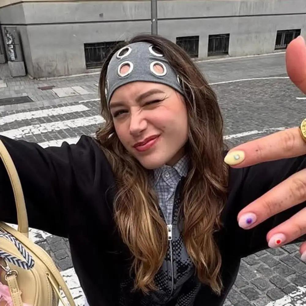 Metal Eyelets Punk Headwrap Fabric Hollowed Out Eyelets Headband Fashion Rock Head Band  Women