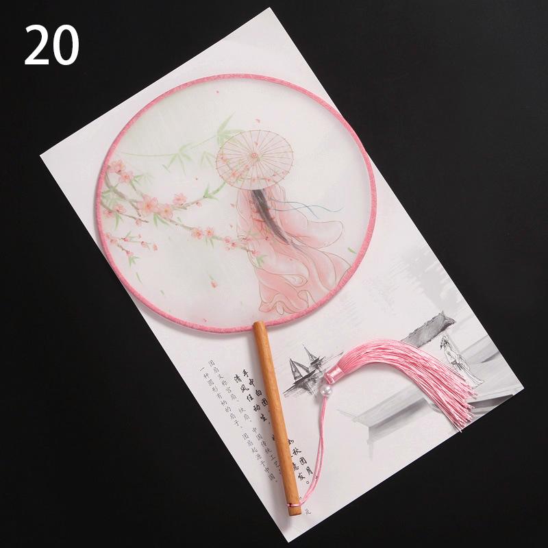 1шт классические печатные кисточки с длинной ручкой круглые веера круглый свадебный веер