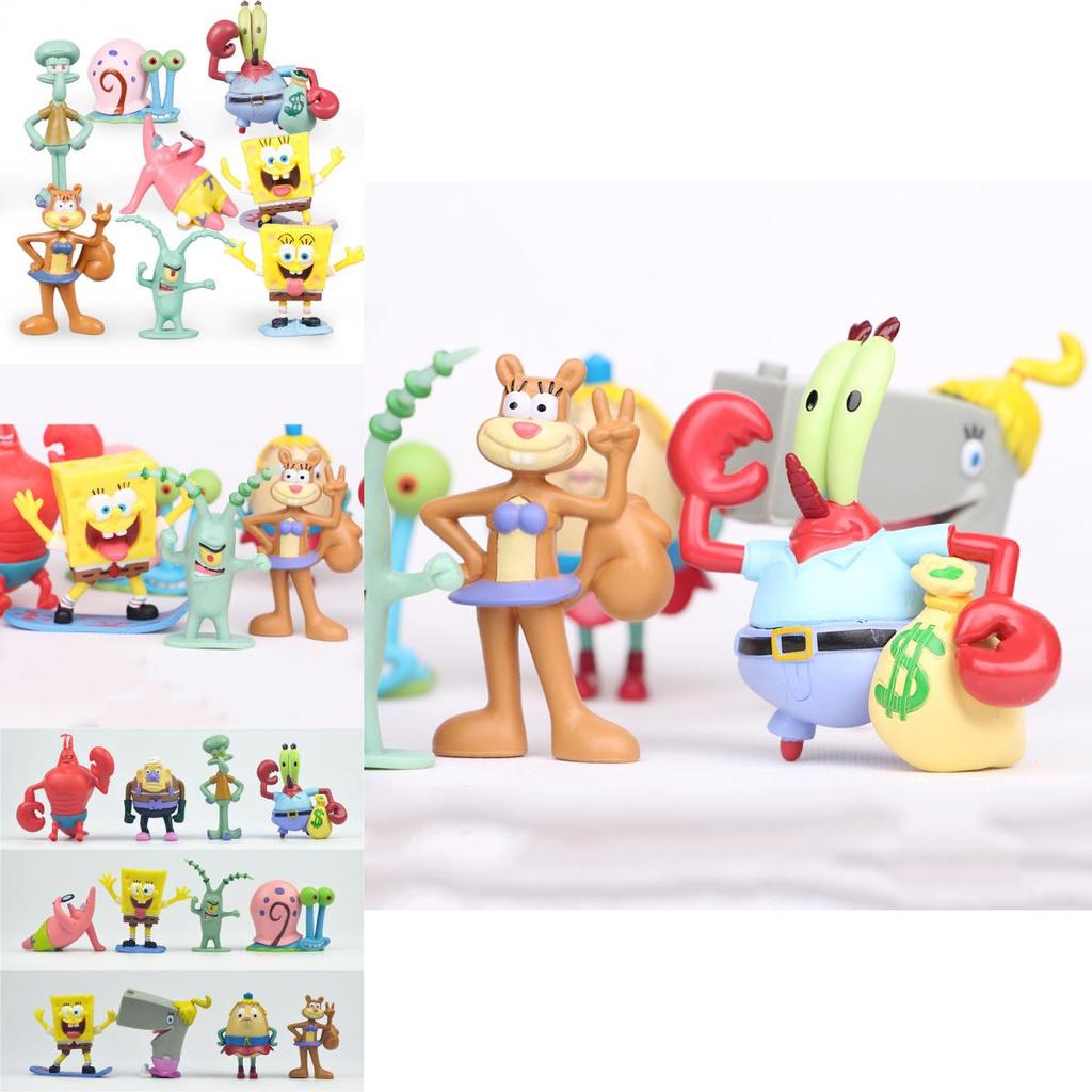 Premium Quality Spongebob Squarepants Patrick Sandy Gary 12 Pcs Action Figure Cake Topper Toys For Collectors