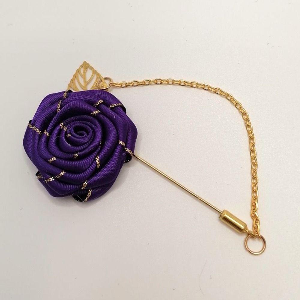 Personality Colorful Brooch Leaf Lapel Decoration Rose Collar Needle Men Corsage Cloth Floral Badge