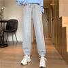 Серые спортивные брюки для женщин на осень и зиму, мягкие свободные прямые брюки-бандо для корейских студентов, повседневные брюки с широкими штанинами