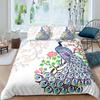 Peacock Duvet Cover Set Elegant Gorgeous Blue Feather Comforter Cover Girls Women Pink Flower Birds Animal Polyester Qulit Cover
